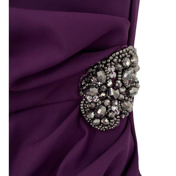 Alex Evenings dress purple short ruched sheath faux wrap size 2 - Picture 2 of 6